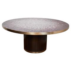 Mid-Century Modern Mosaic Tile and Bronze Coffee Table