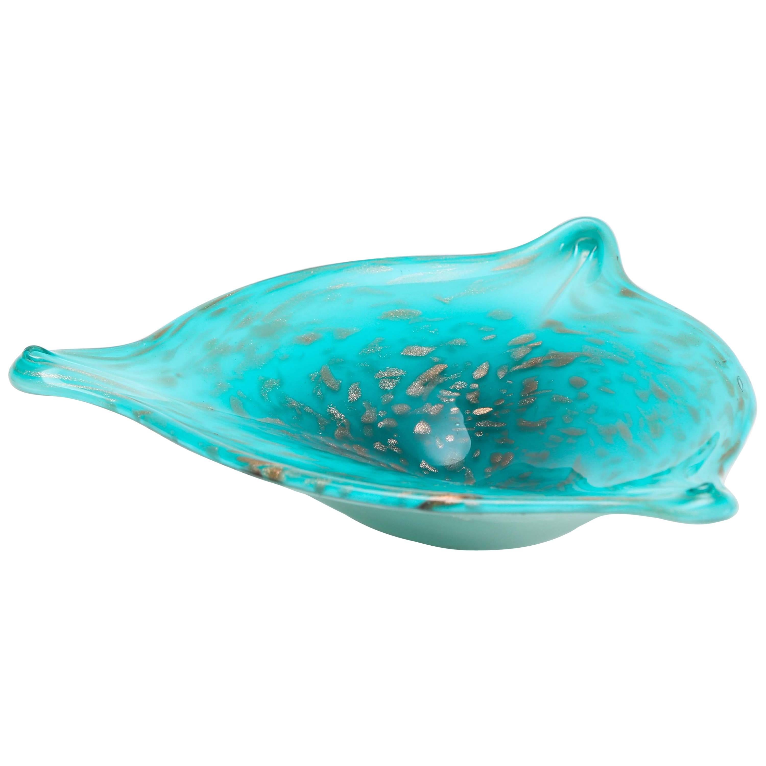 Blue and Gold Murano Dish or Bowl, 1960s, Italy For Sale