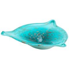 Retro Blue and Gold Murano Dish or Bowl, 1960s, Italy
