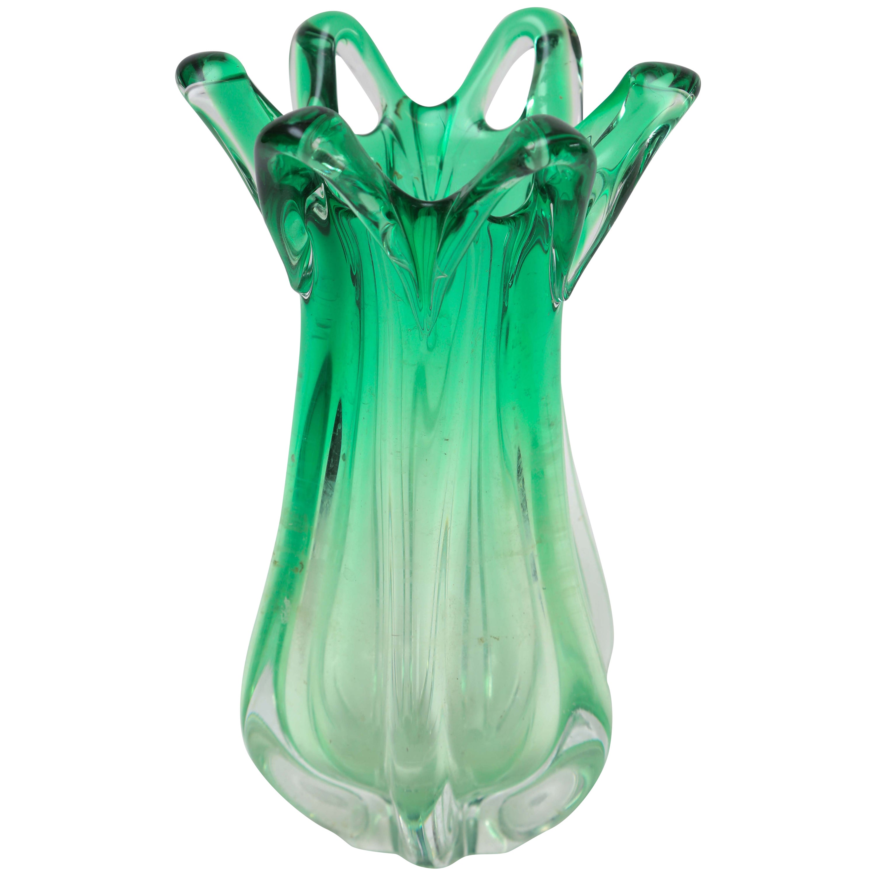 Green Murano Glass Vase, circa 1960 at 1stDibs