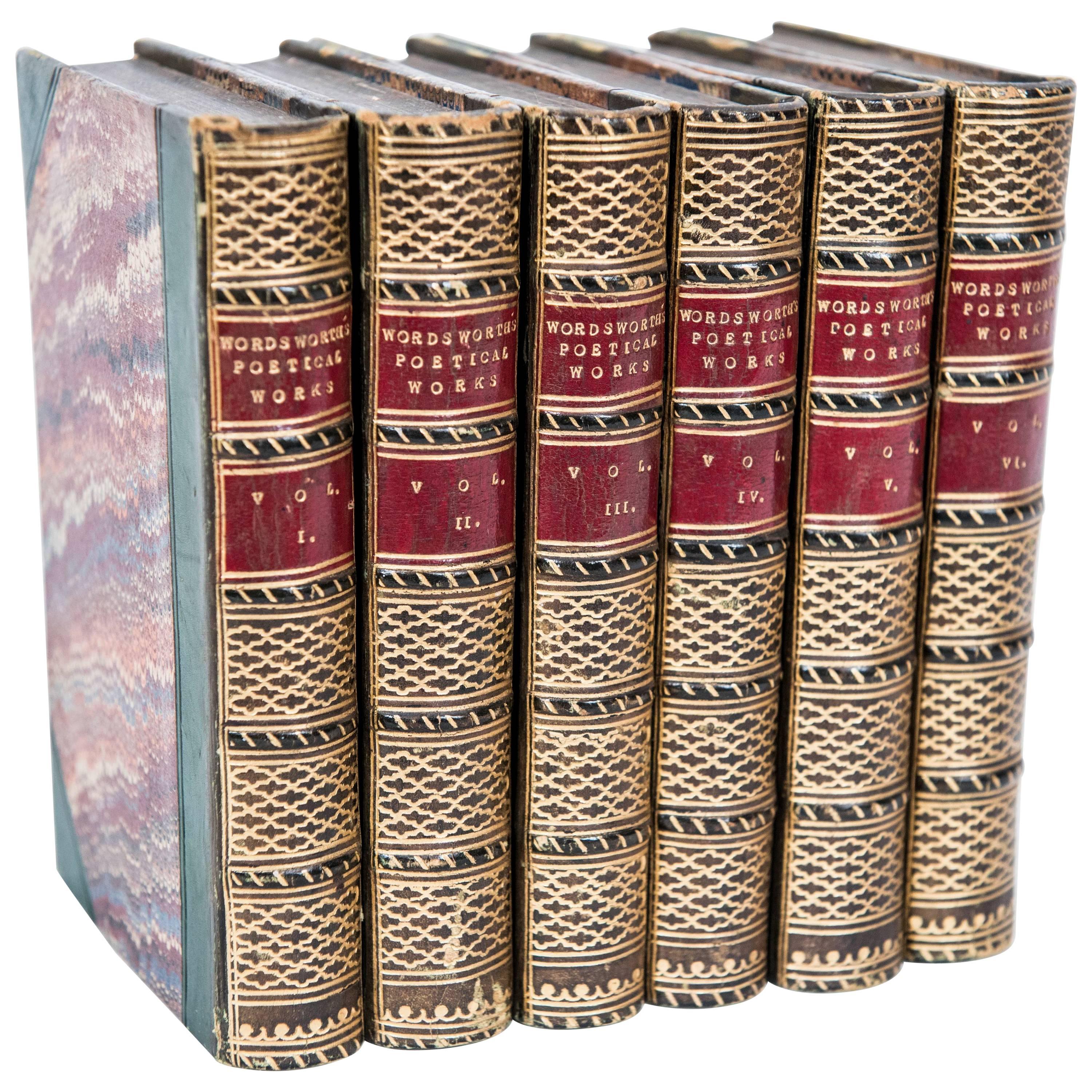 Poetical Works of William Wordsworth in Six Volumes, Leather, circa 1849