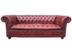 20th Century, Leather Chesterfield Sofa
