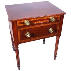 19th Century New England Sheraton Mahogany and Cherry Two-Drawer Stand