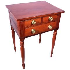 Early 19th Century Sheraton Cherry Three-Drawer Side Table