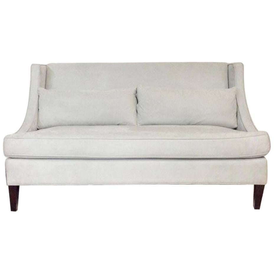 20th Century American Made Suede Upholstered Settee  For Sale