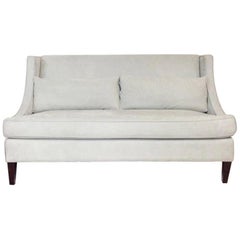 20th Century American Made Suede Upholstered Settee 