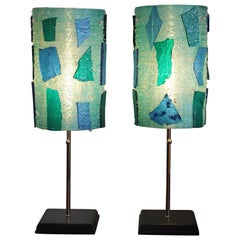 Pair of Custom-Made Spun Lucite Chunk Lamps