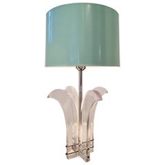 1970'S Lucite & Chrome Sculptural "Palm" Lamp