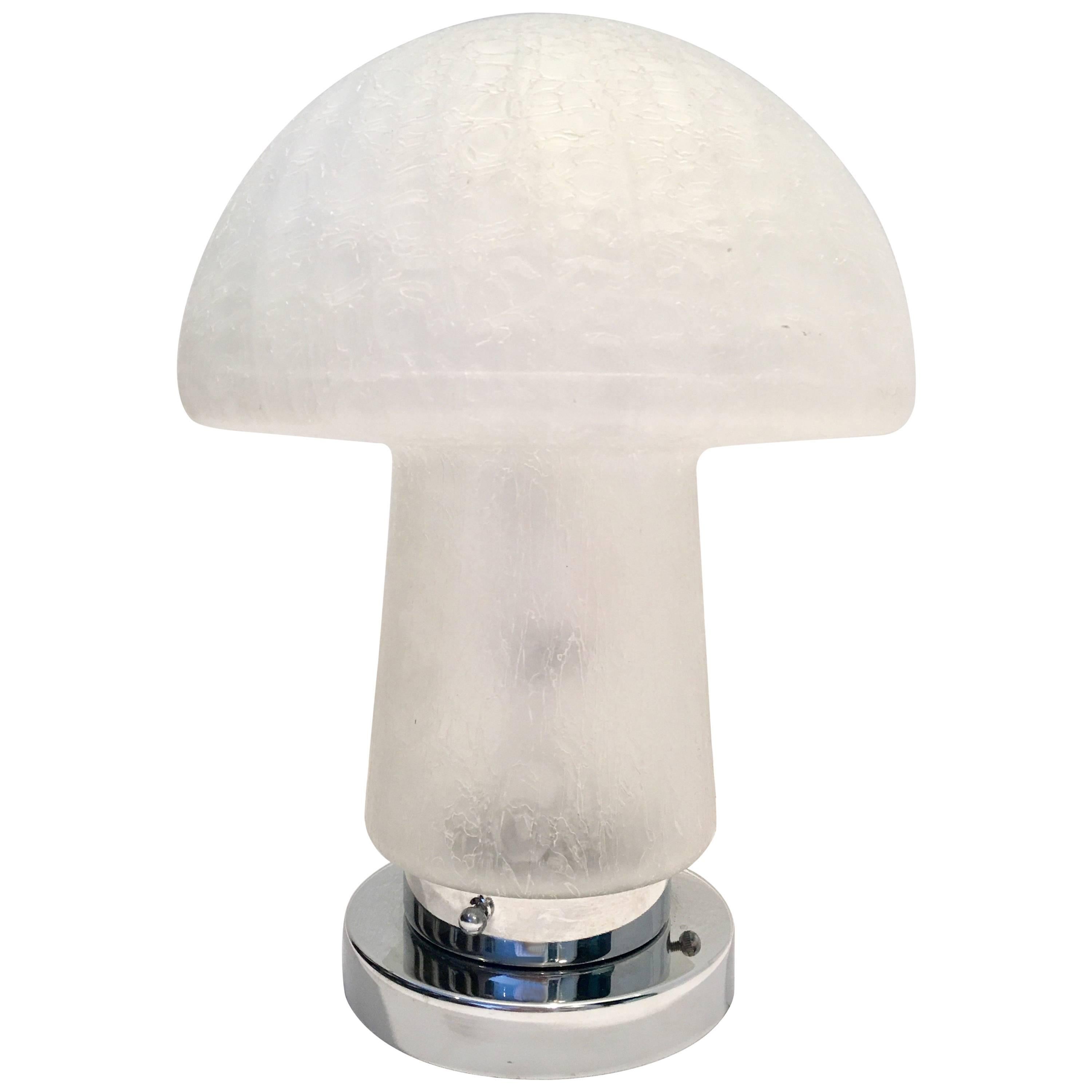 1960'S Italian Murano Glass & Chrome Mushroom Form Lamp For Sale