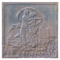 Plaque de cheminée / dosseret "Homme et femme" français du 19e siècle