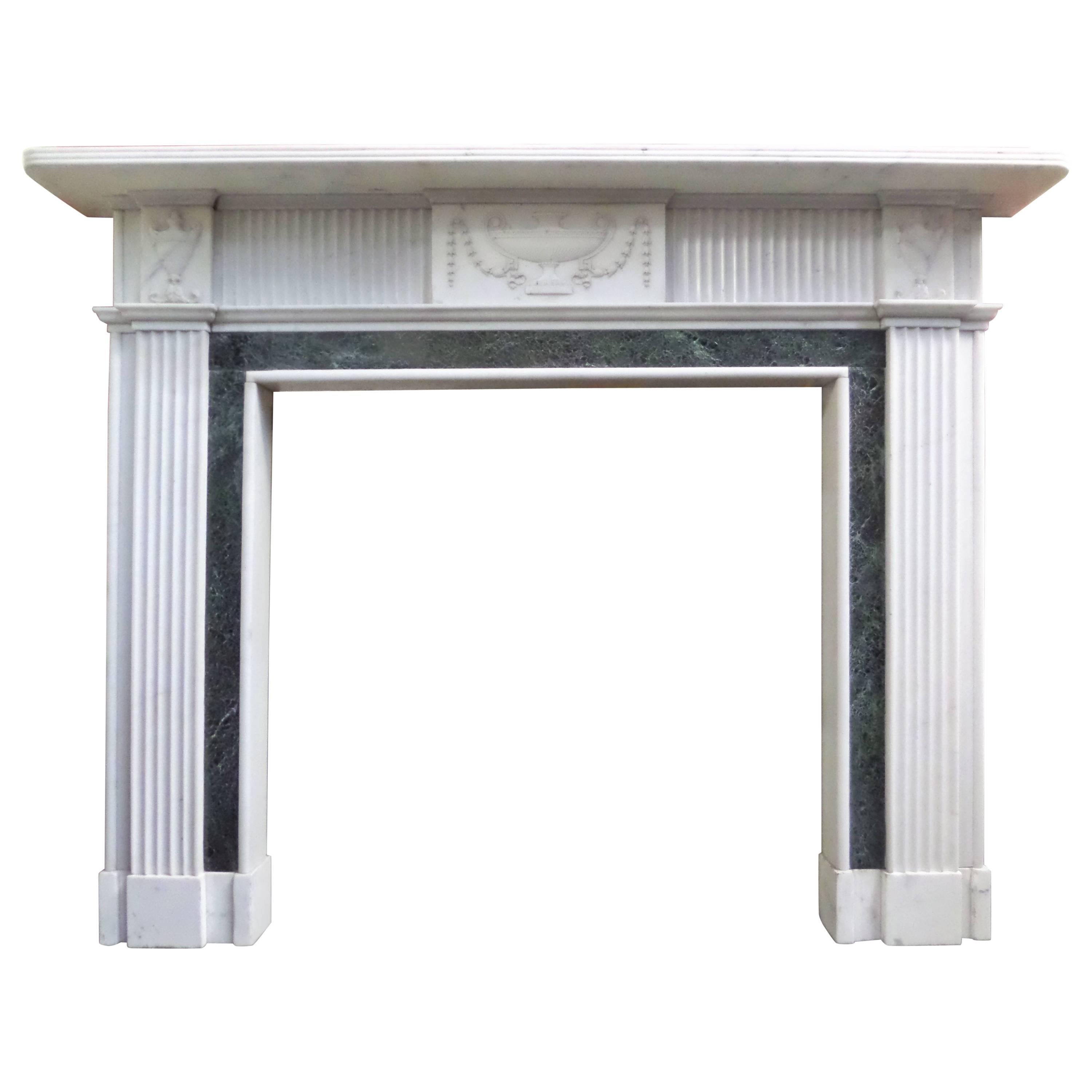 18th Century Georgian Statuary Marble  Chimneypiece with Connemara Marble For Sale