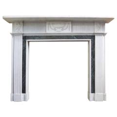 Antique 18th Century Georgian Statuary Marble  Chimneypiece with Connemara Marble