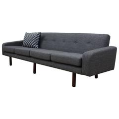 Danish Midcentury Large Four-Seat Sofa, Fully Restored in Tweed