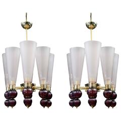 Pair of Murano Glass Chandeliers 1