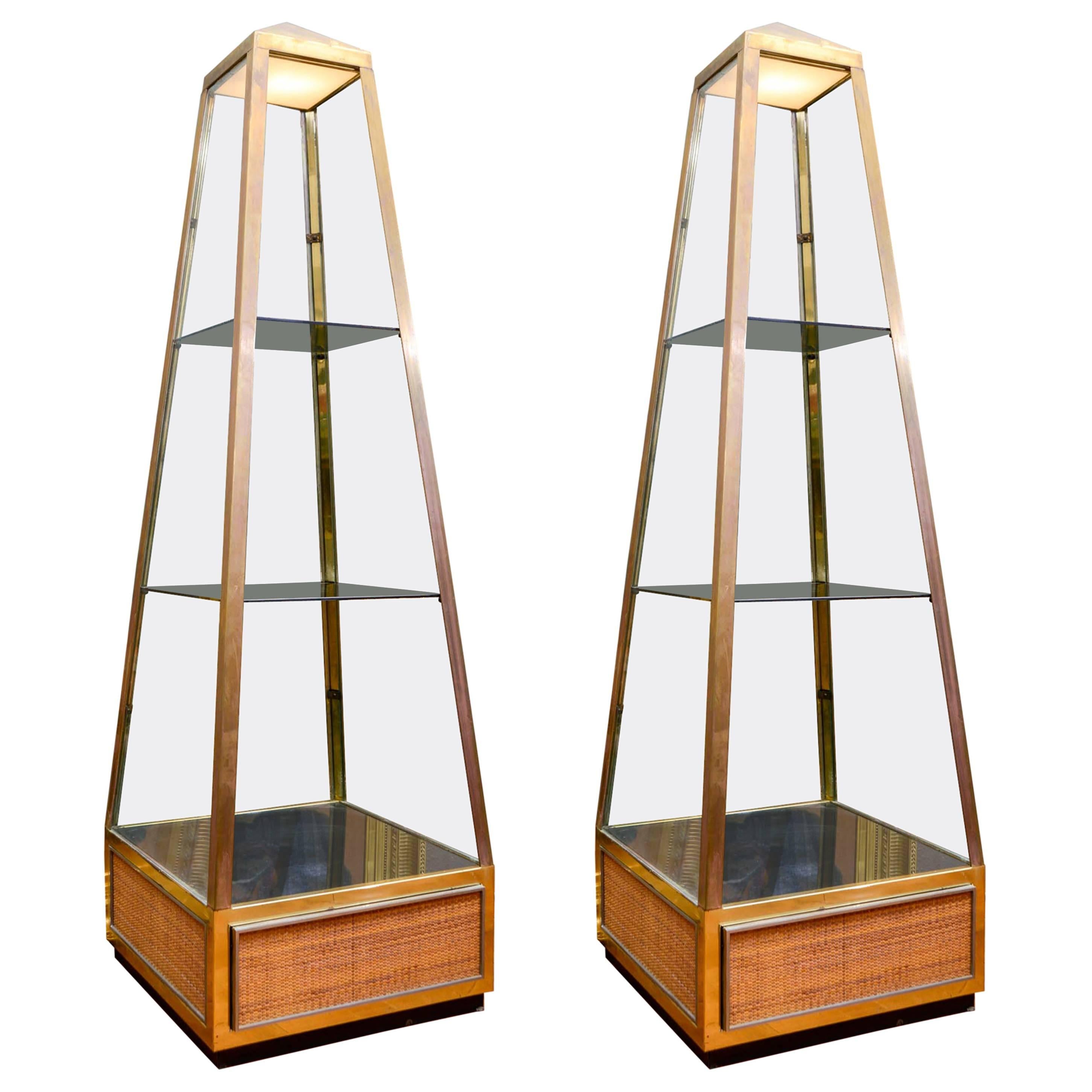 Vintage Pair of Obelisk Vitrines at cost price.