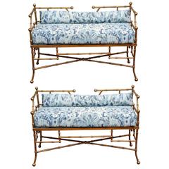 Pair of Gilt Metal Bamboo Benches