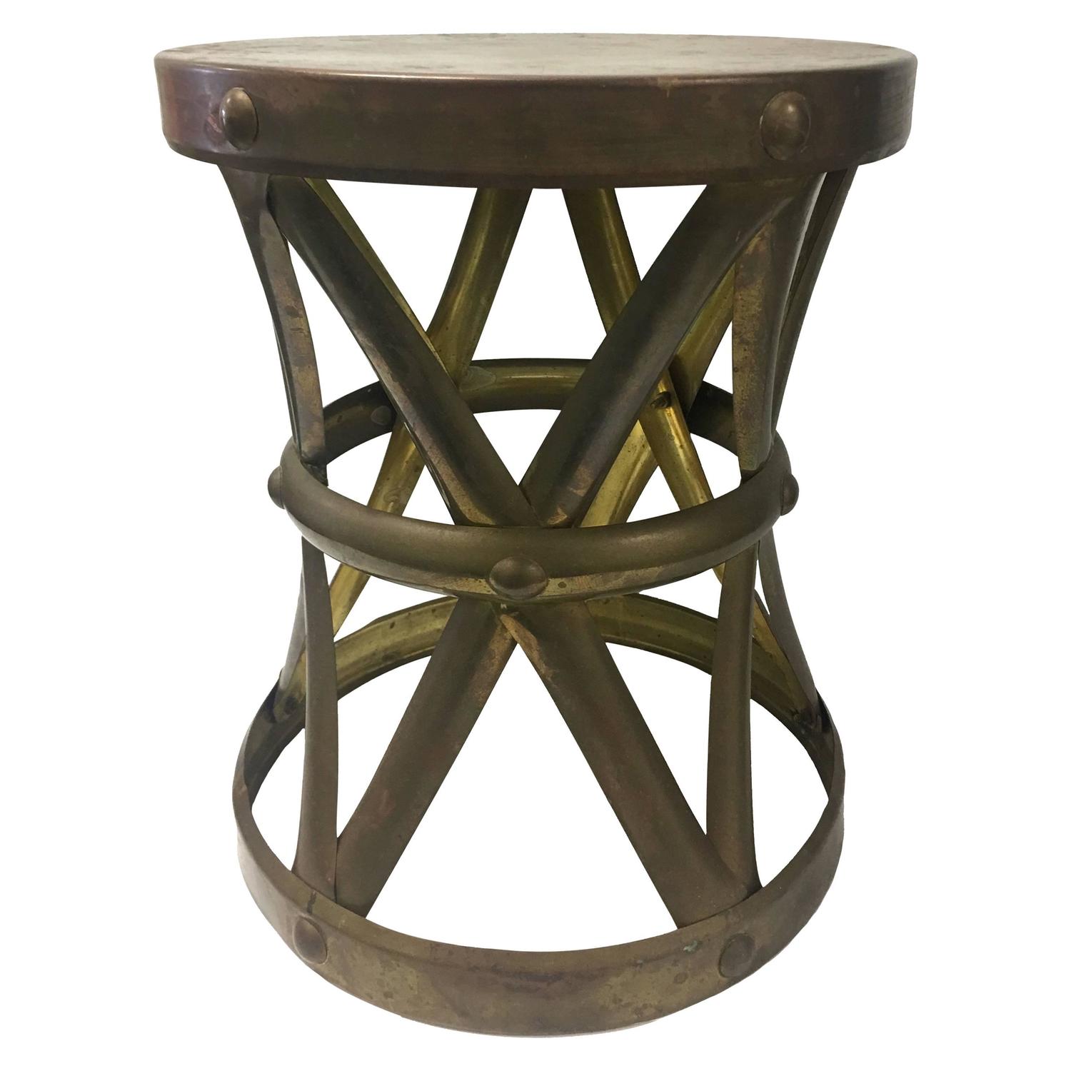 Chinese Brass X Base Drum Stool At 1stdibs