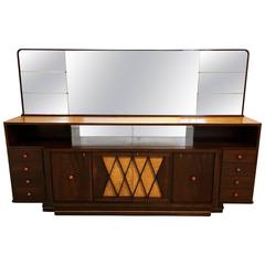 Monumental Italian Sideboard and Mirror by Osvaldo Borsani