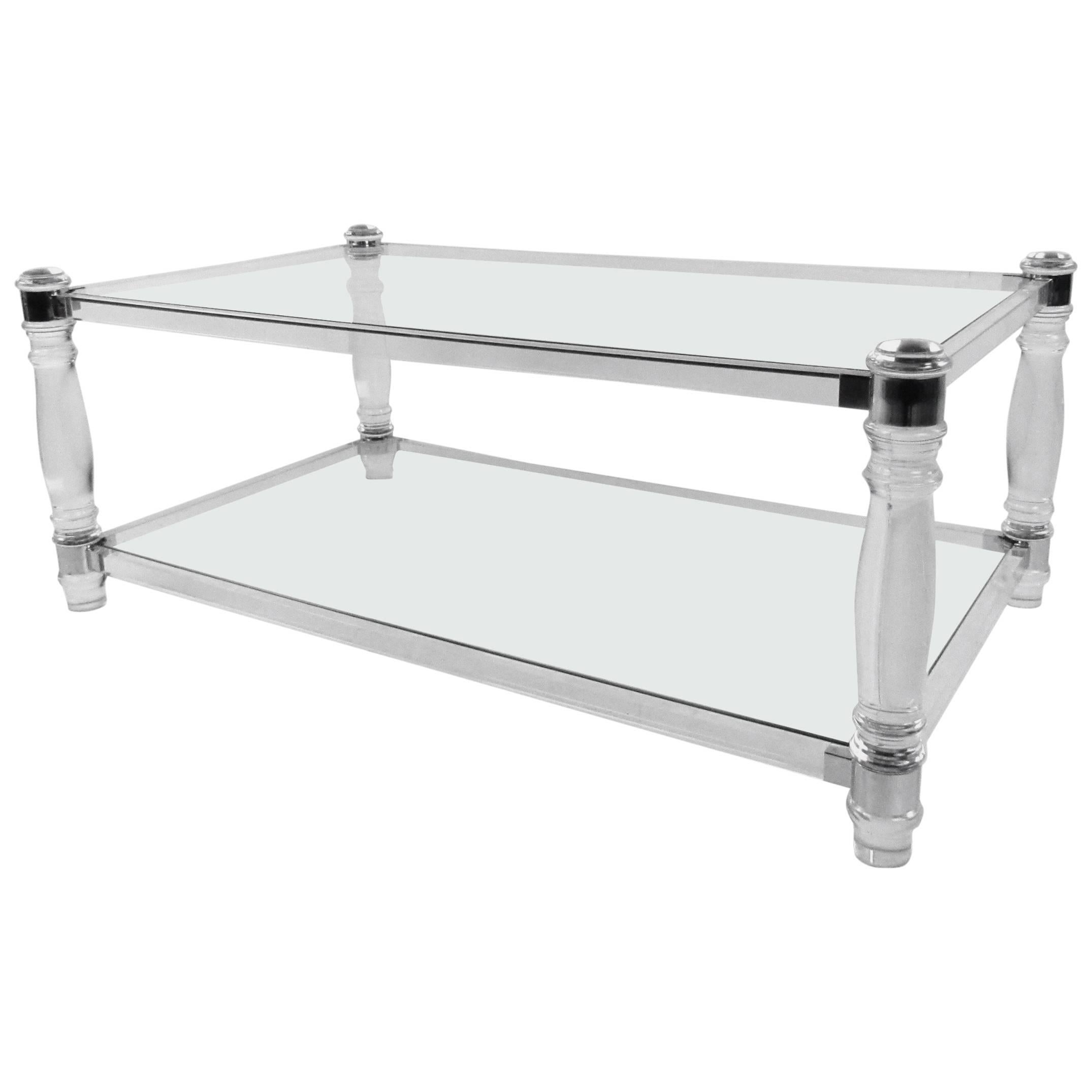 Lucite + Chrome Coffee Table after Charles Hollis Jones