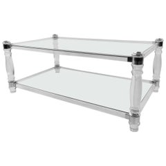Chrome and Lucite Canted Leg Coffee Table after Charles Hollis Jones ...