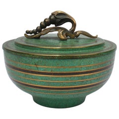 Large Art Deco Verdigris Covered Bronze Bowl by Carl Sorensen