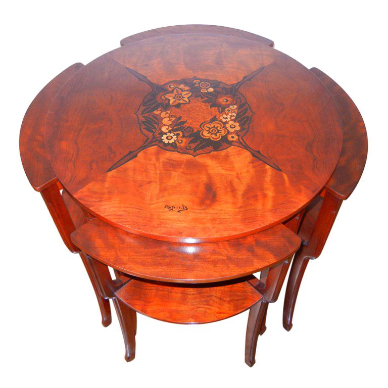 Louis Majorelle Marquetry Art Nouveau Tables For Sale