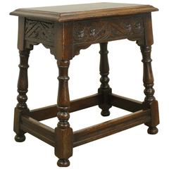 Small Antique Carved Oak Foot Stool
