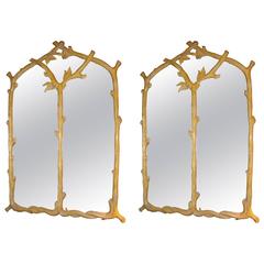 Pair of Bamboo Form Large Console or Wall Mirrors