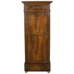 Small Antique Walnut Cupboard with Wooden Castors