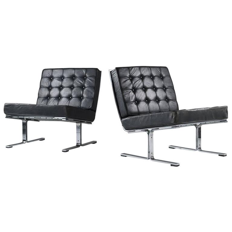 Karl Erik Ekselius Scandinavian Modern Chrome And Leather Chairs Karl Erik Ekselius Scandinavian Modern Chrome And Leather Chairs Model F 6 For