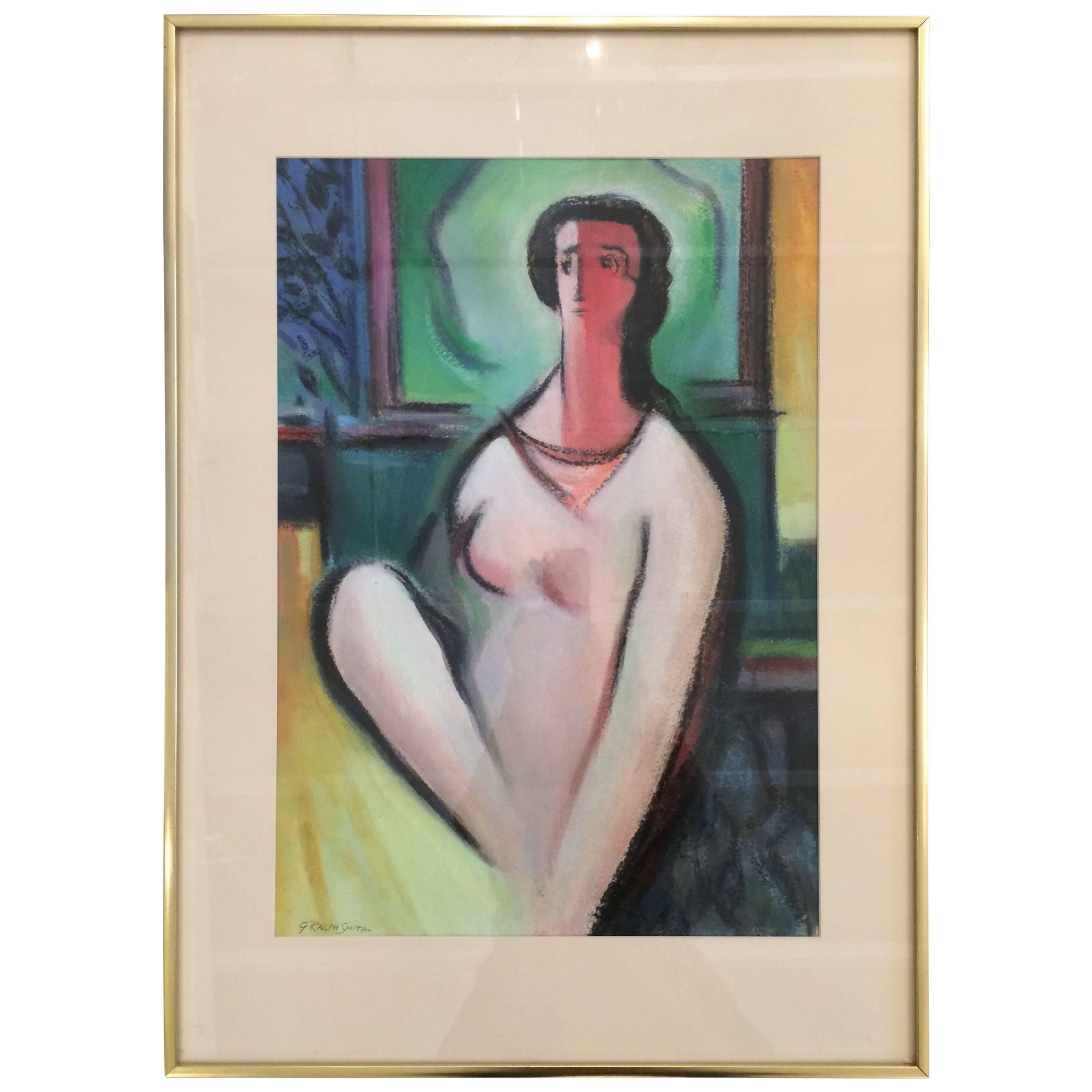 Striking Stylized Female Portrait by Listed Artist G. Ralph Smith For Sale