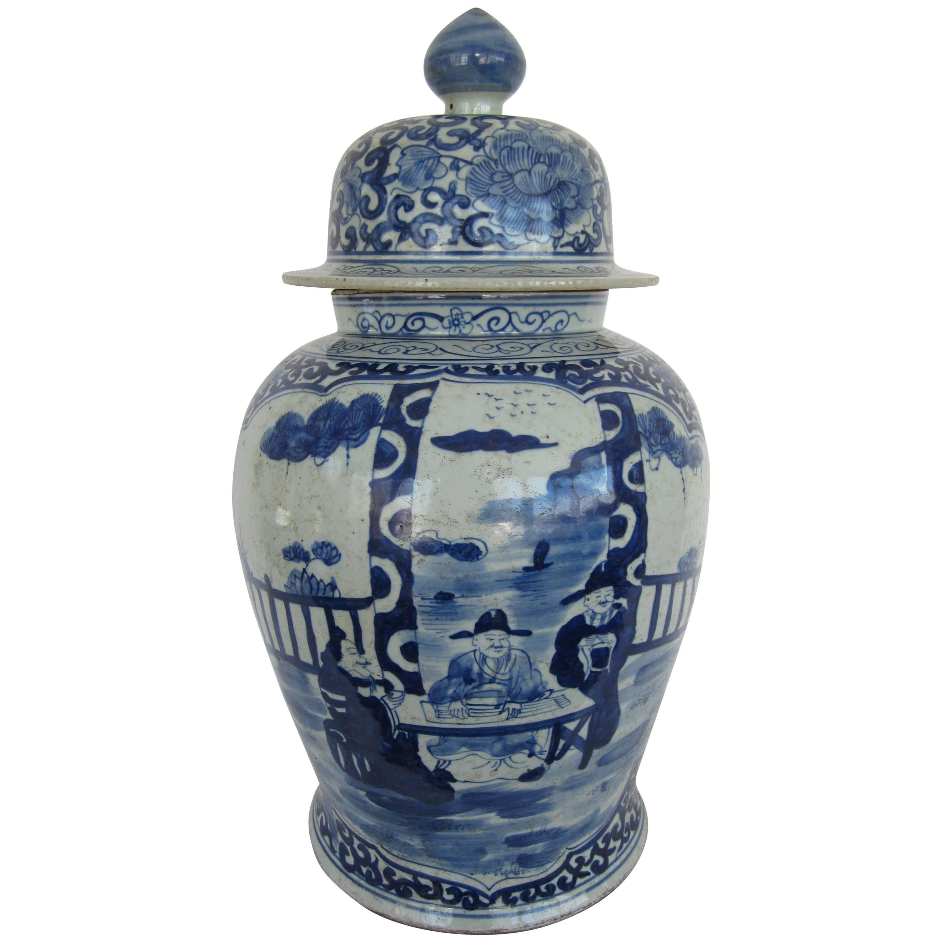 Chinese Blue and White Lidded Jar