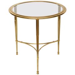 Round French Bronze Glass Top Side Table