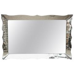 Vintage 1940s Venetian Style Wall Mirror with Chrome Corners