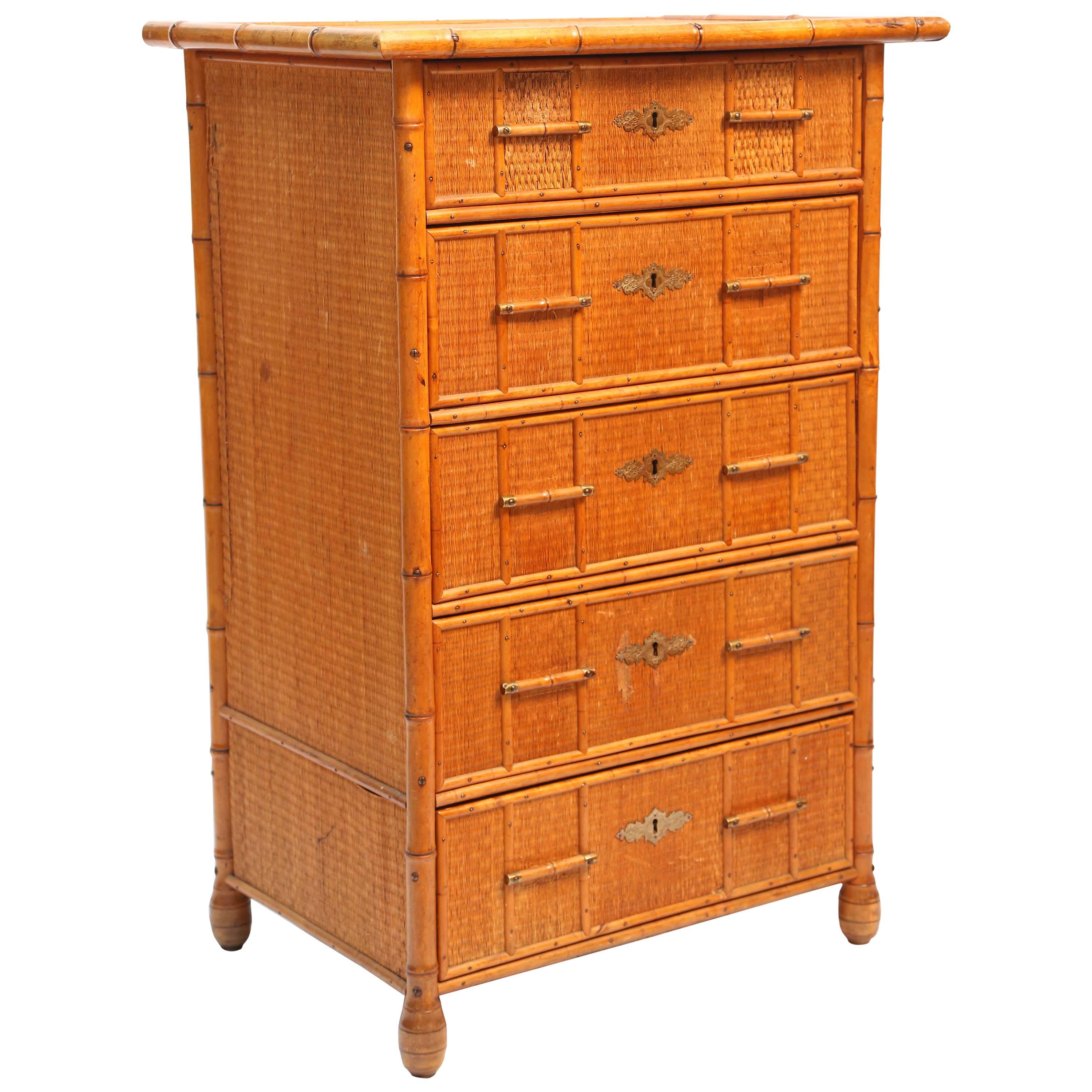 Superb Edwardian Bamboo Chest of Drawers