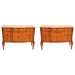 Superb Pair of Signed Guerin French Marquetry Commodes
