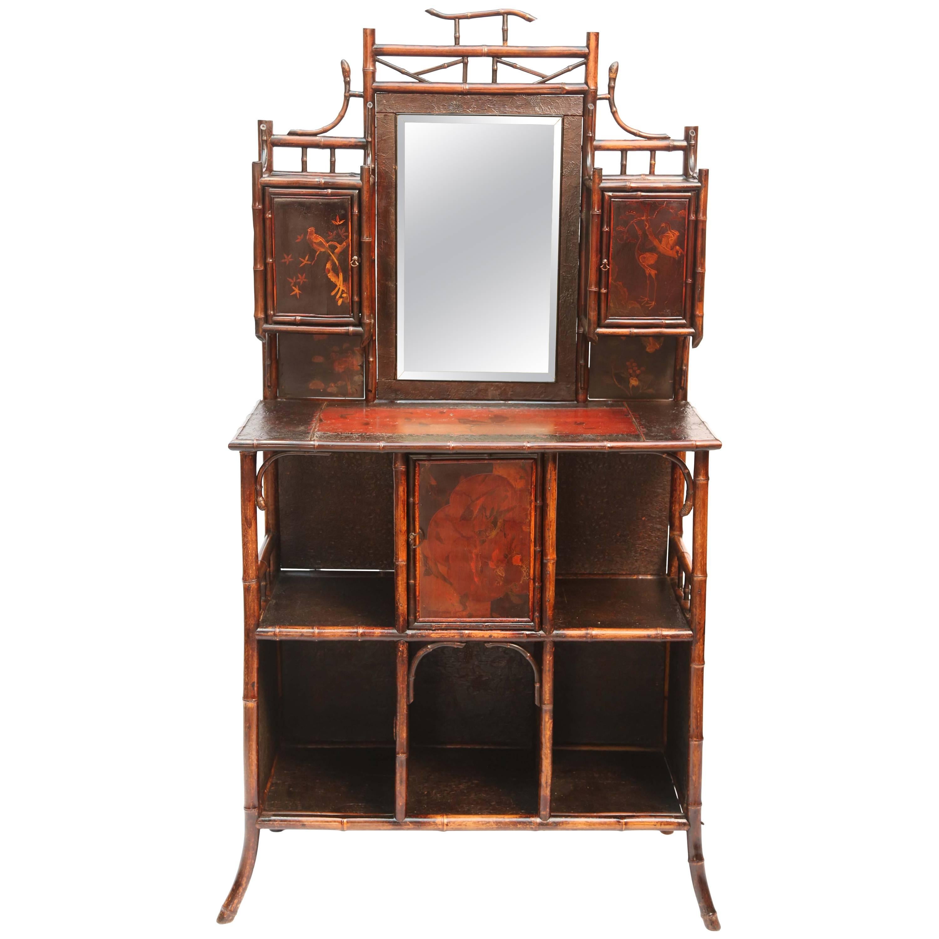Superb 19th Century English Bamboo Side Cabinet