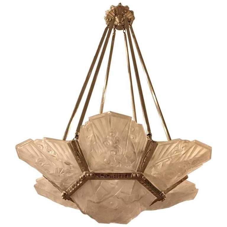 French Art Deco Chandelier Signed by J Robert at 1stDibs