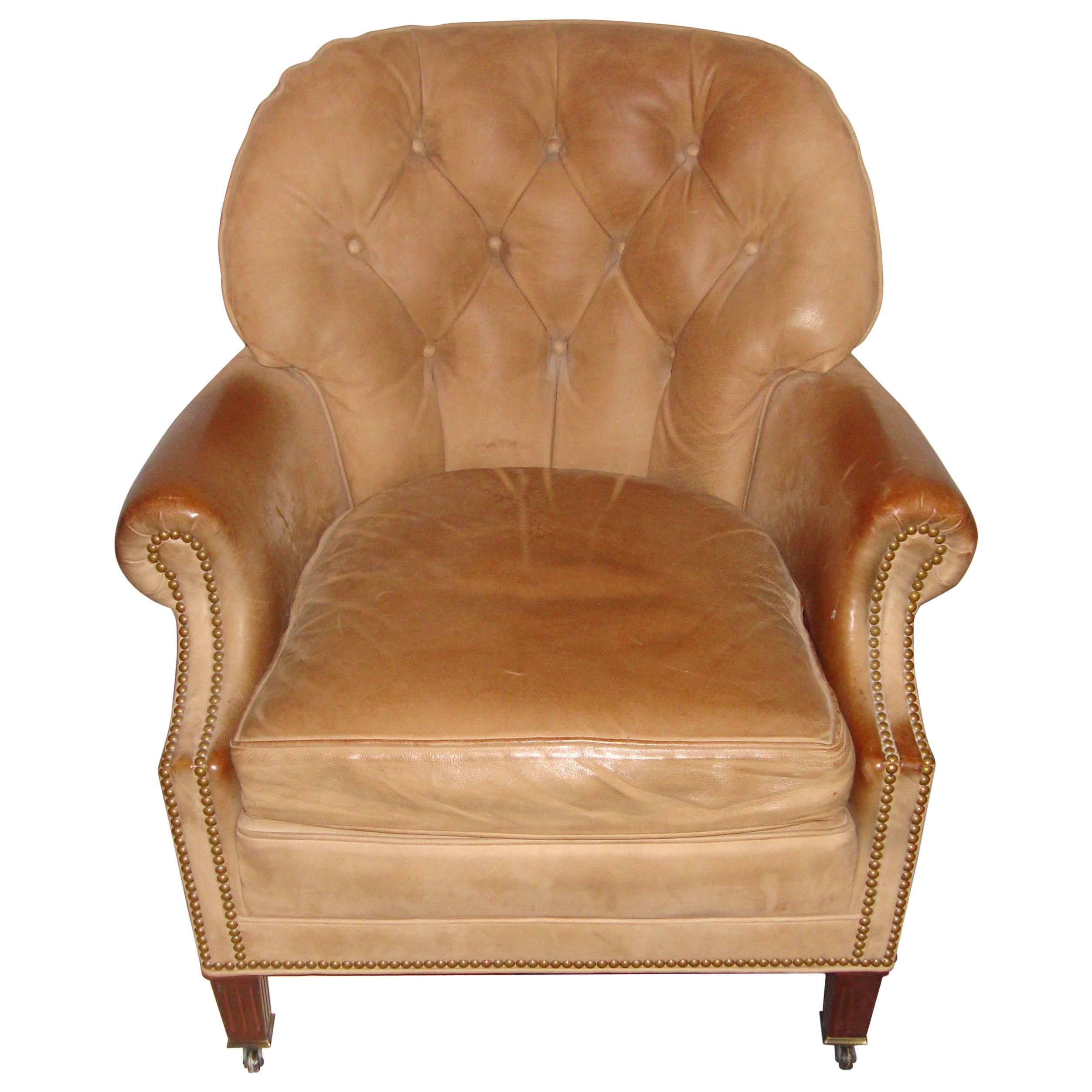 Hancock & Moore Leather Tufted Back with Nailhead Design Armchair