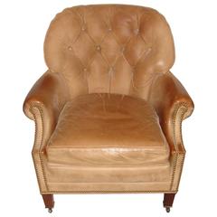 Hancock & Moore Leather Tufted Back with Nailhead Design Armchair 3