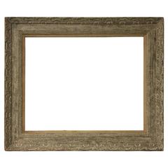 Mid-20th Century, Wormy Chestnut Modernist Style Painting Frame with Linen Liner