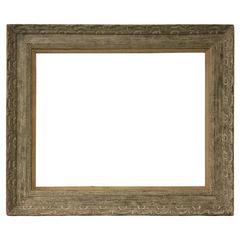 Mid-20th Century, Wormy Chestnut Modernist Style Painting Frame with Linen Liner