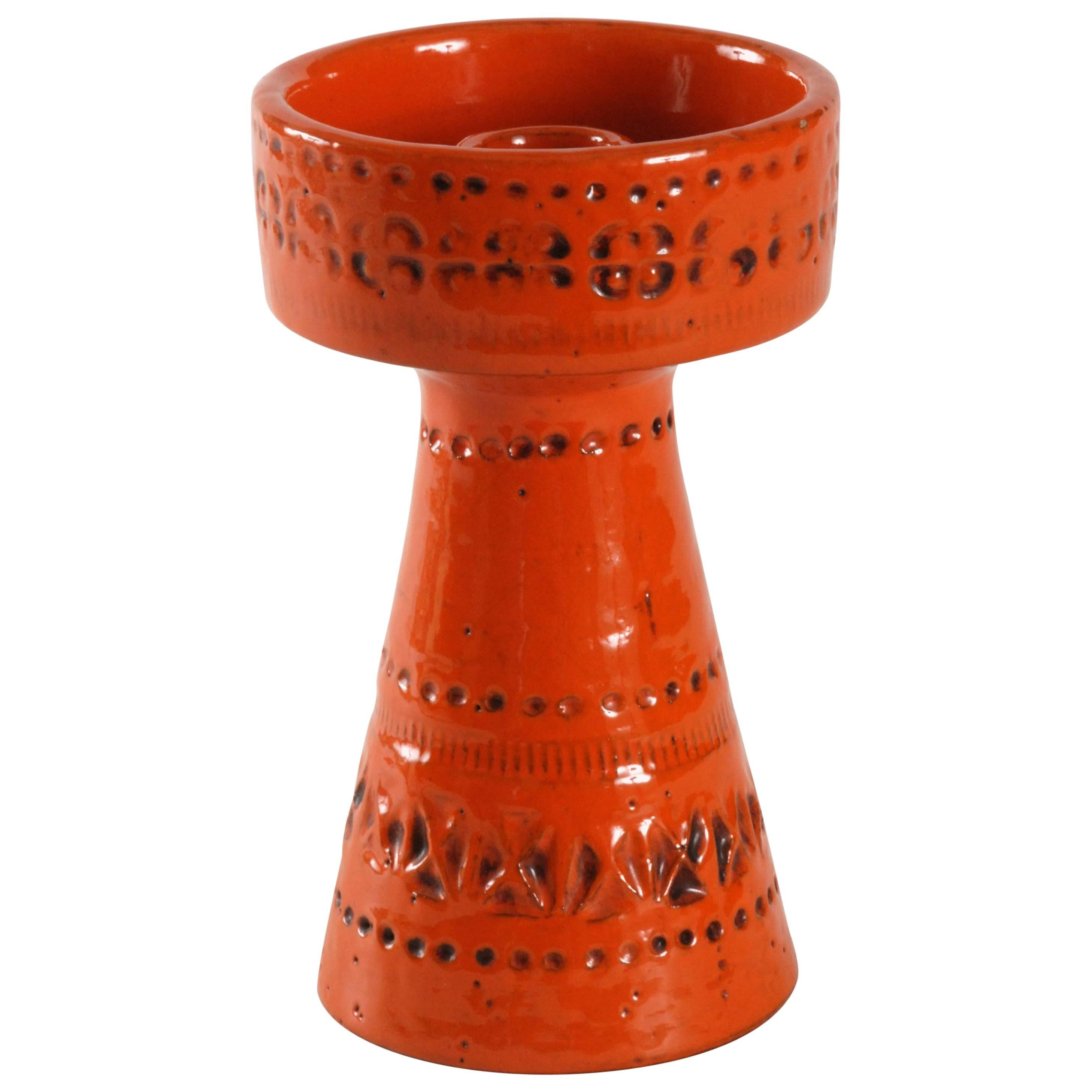 Bitossi Londi Designed Orange Candleholder Italy, circa 1968