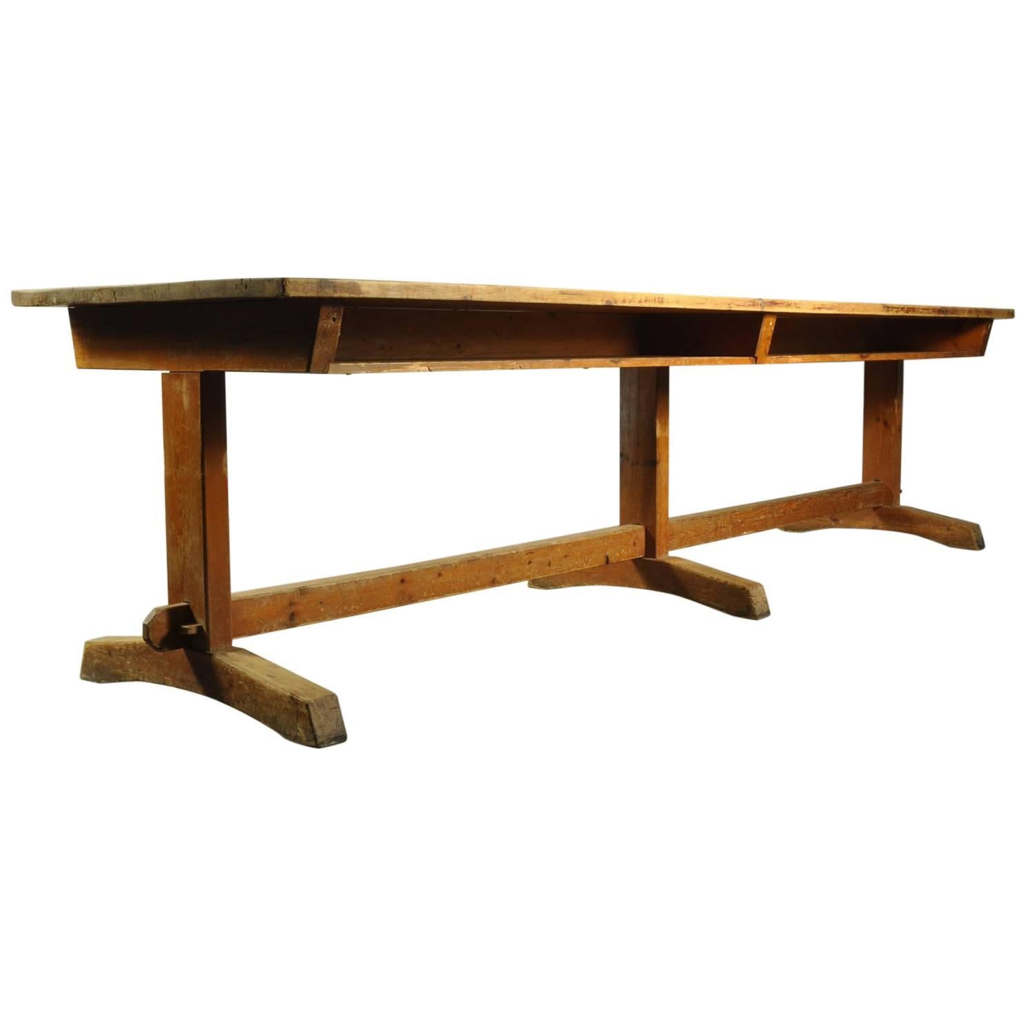 Antique Pine Library Table