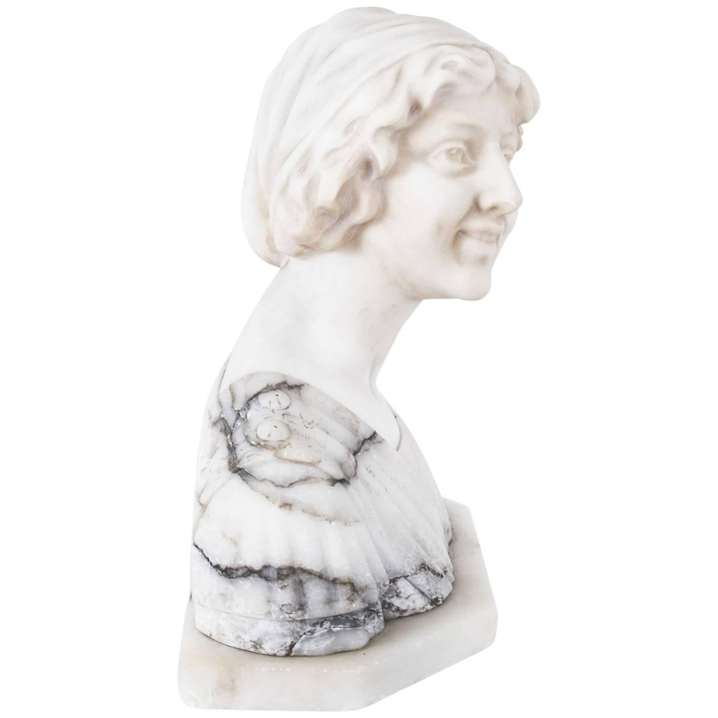 Antique Marble Bust of Iullette by Prof G.Bessi Early 20th Century