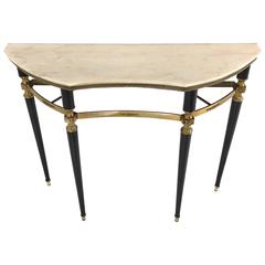 Italian Brass and Marble Console Table, 1950s Italian Brass and Marble Console Table, 1950s
