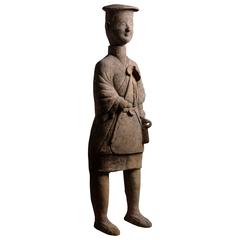 Huge Ancient Chinese Terracotta Farmer Figure, 25 AD