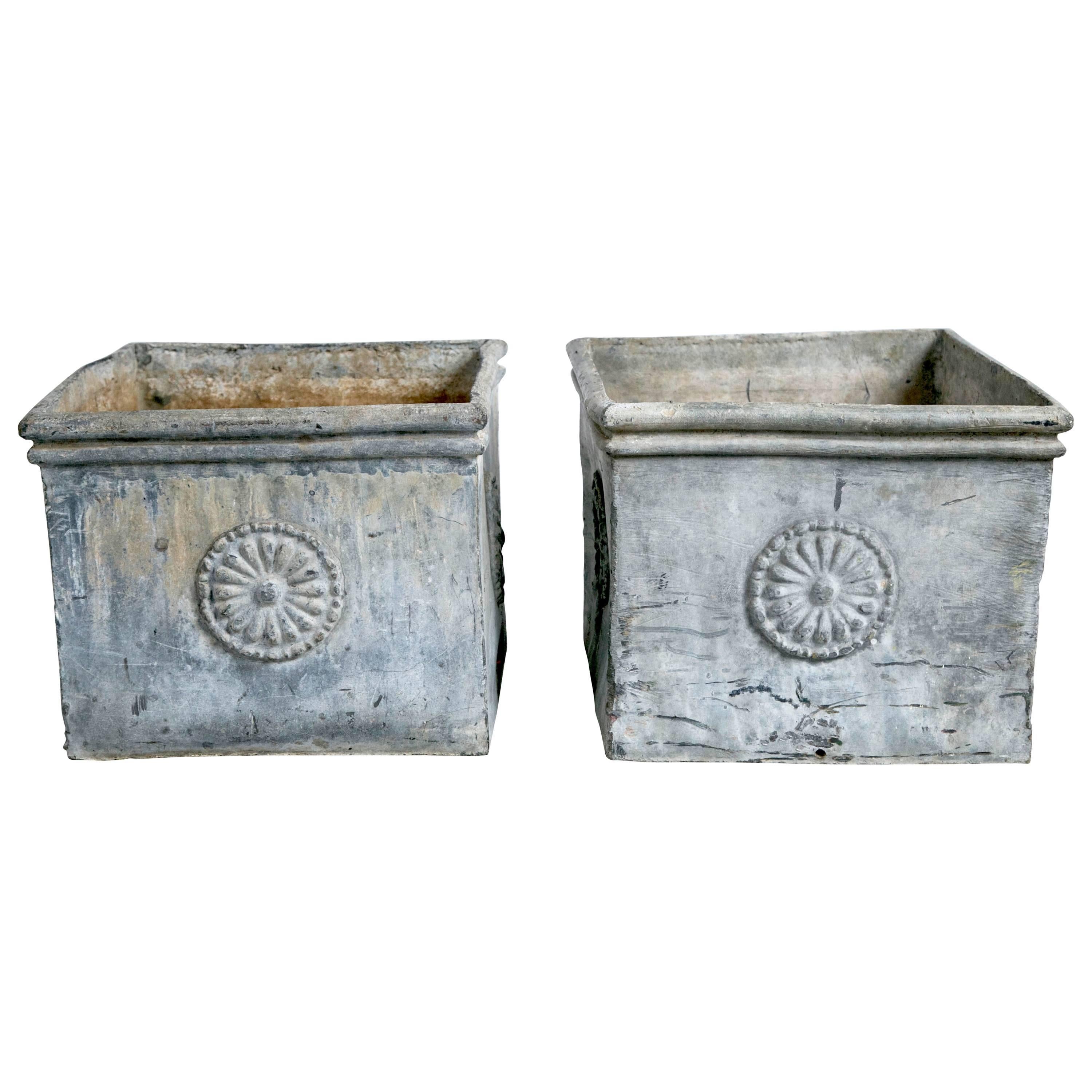 Pair of Antique English Lead Planters, circa 1900