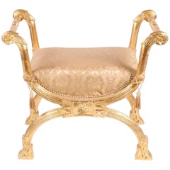 Empire Style Carved Giltwood X-Stool, Late 19th Century