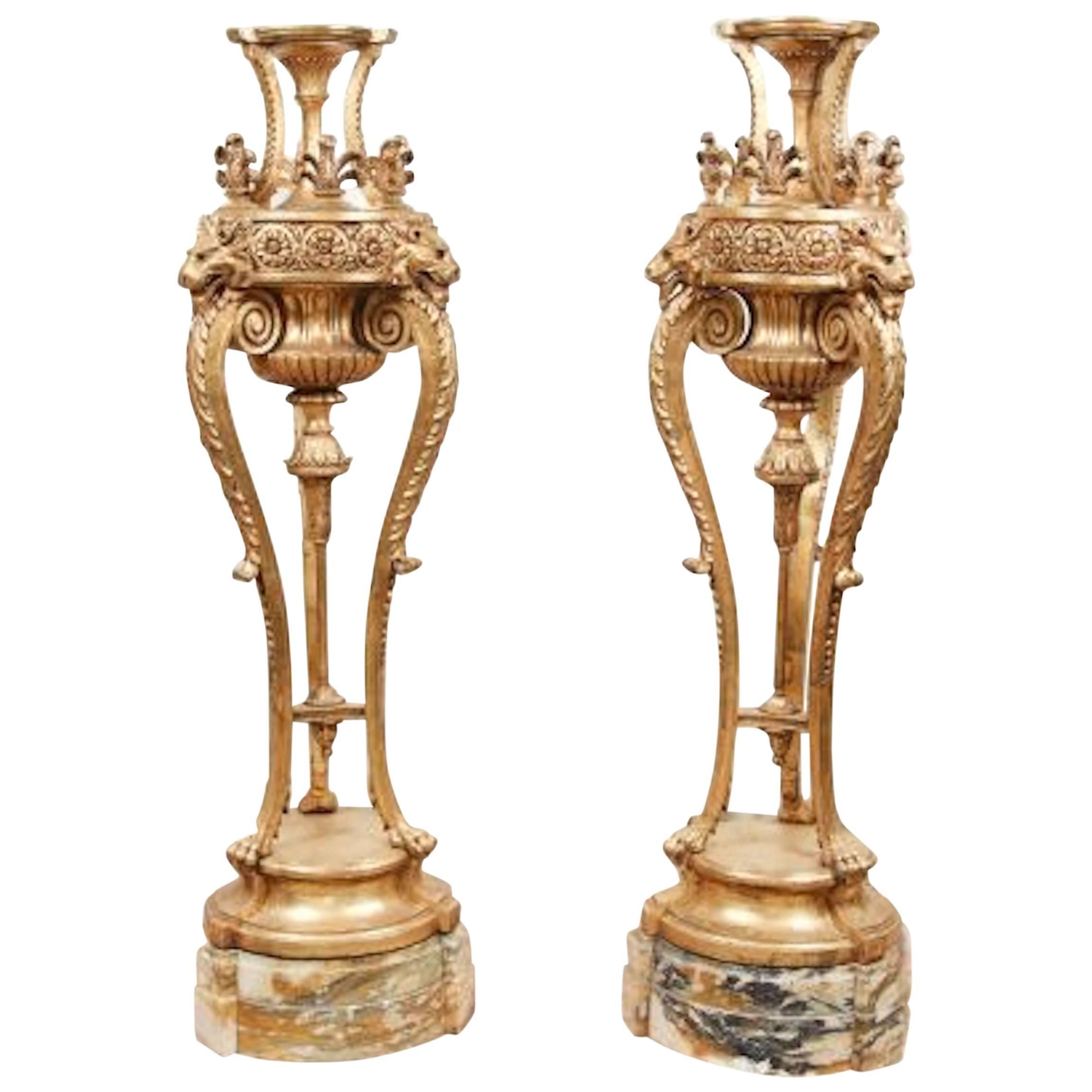 Pair of Late 19th Century Louis XVI Style Torchieres For Sale